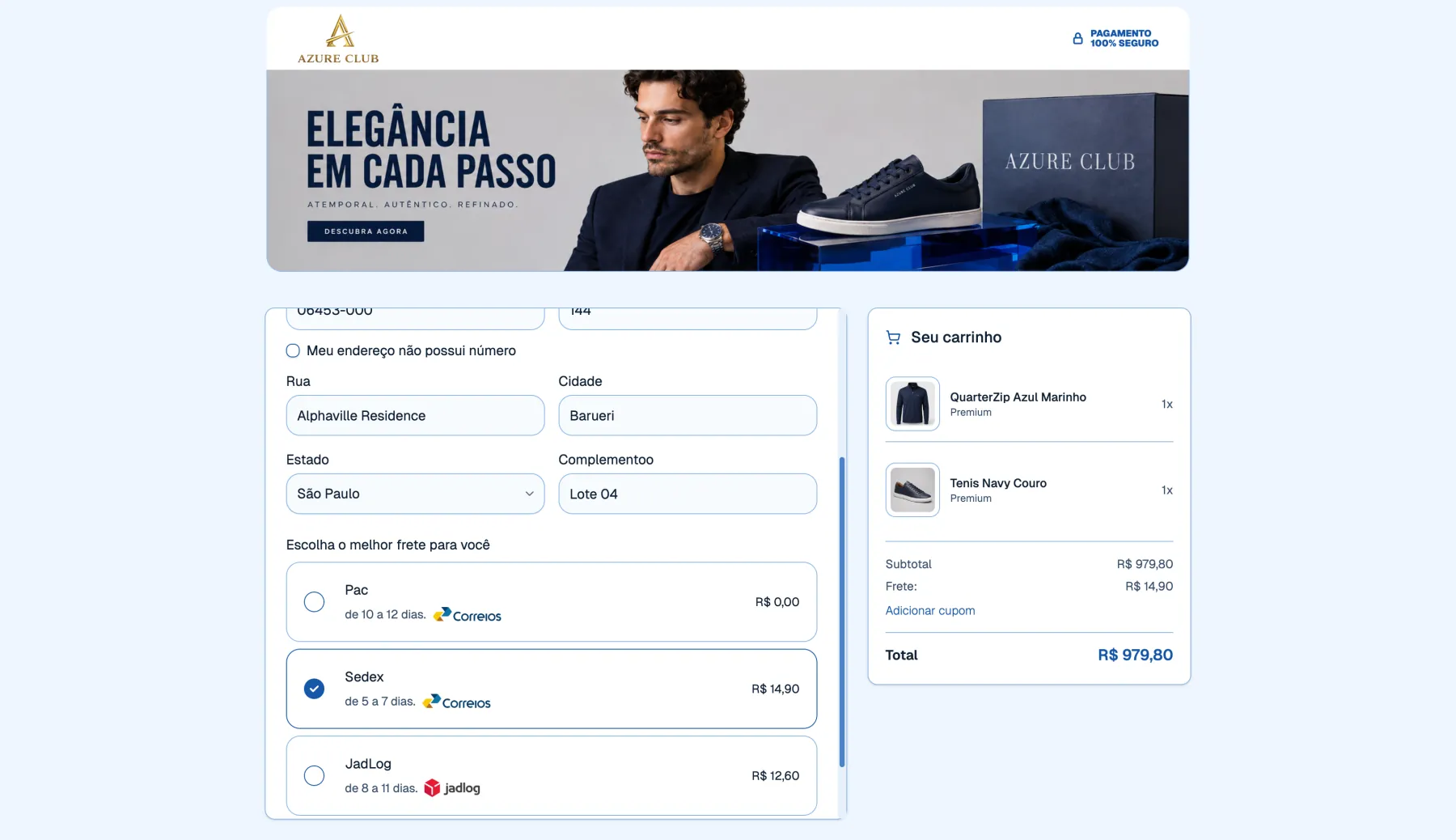Checkout do Azure Club com a Cloudfy
