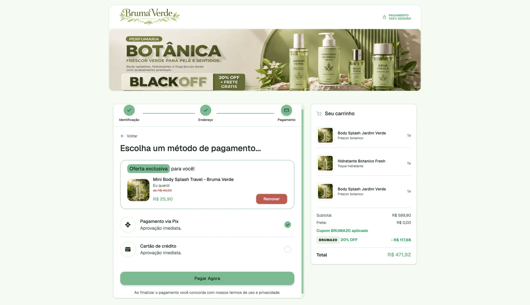 Checkout da Bruma Verde com a Cloudfy